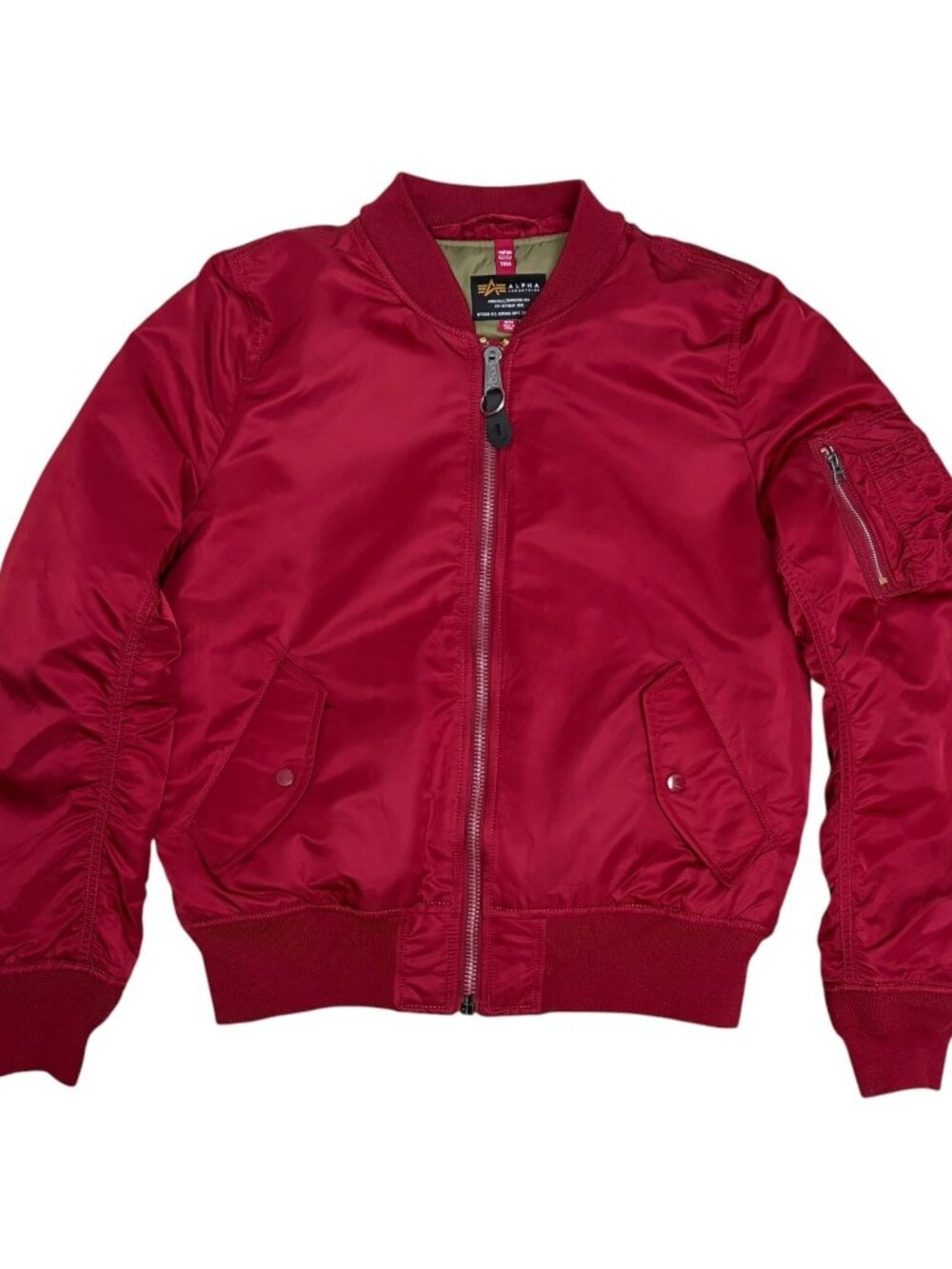 ALPHA INDUSTRIES US ARMY Bomber Jacket Air Force Pilot USAF Red Coat Mens Medium